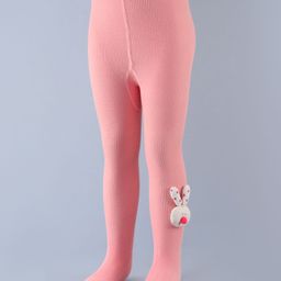 KIDLINGSS Cotton Bunny Face Applique Detailed Footed Leggings - Pink-image-26