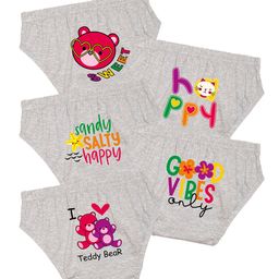NUSYL Cotton Pack Of 5 Typography Printed Panties - Grey-image-56