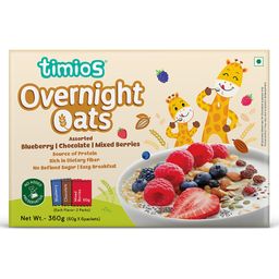 timios Overnight Oats High in Protein & Dietary Fiber with No Refined Sugar Blueberry Chocolate Mixed Berries Pack of 6 - 360 g-39