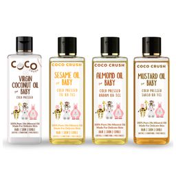 Coco Crush Cold Pressed Almond, Virgin Coconut, Sesame & Mustard Oil Combo - 400ml (4*100ml)-37