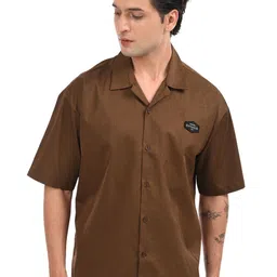 Estilocus Men Standard Oversized Fit Textured Cuban Collar Cotton Casual Shirt-image-47