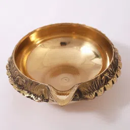 Exotic India Textured Brass Pooja Diya-image-22