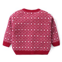 Babyhug Knitted Full Sleeves Front Open Sweater Set With Argyle Design - Multicolor image 3