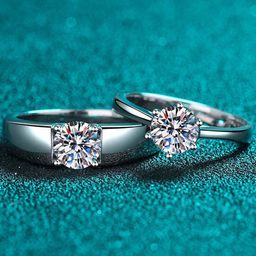 kazare Unisex Set Of 2 Rhodium Plated Stones Studded Adjustable Finger Rings-7