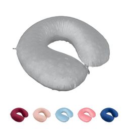 MAXNAP Sleep Support Grey Memory Foam Filled Faux Velvet Travel Pillow-24