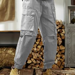 VOOTER Men Relaxed Cargos Trousers-image-14