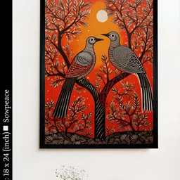 SOWPEACE Black & Red 1 Piece Canvas Birds and Animals Wall Photographs-image-12