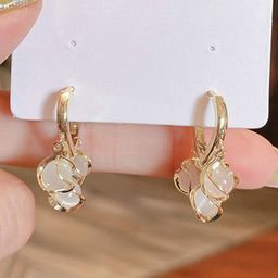 Celestique Gold-Plated Artificial Beaded Contemporary Shaped Hoop Earrings-13