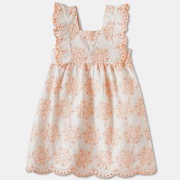 R&B Girls Square Neck Embroidered Cotton A-Line Dress With Ruffles-picture-35