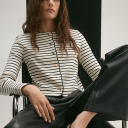MANGO Striped Pure Cotton Knitted Cardigan-image-49
