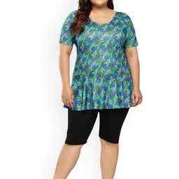 Aarika Plus Size Abstract Printed Swim Suit With Goggle-8