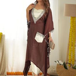 FFI V-Neck Lace Work Tunic With Trousers Co-Ords-image-48
