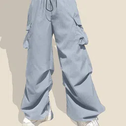 QIOA Women Relaxed Loose Fit High-Rise Cargos Trousers-image-90