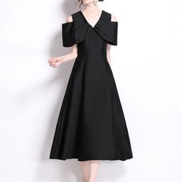 JC Collection Solid Short Sleeves  Fit & Flare Midi Dress-image-42