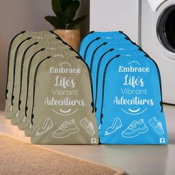 Aura Brown & Blue 10 Pieces Printed Water Resistant Laundry Bags-46
