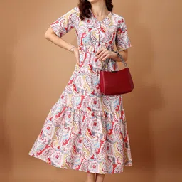 all about you Women Cotton Ethnic Motifs Printed Fit & Flare Midi Dress-image-85