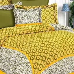 Aura Yellow & White Geometric Printed 144 TC Cotton Queen Bedsheet Set 2.10 m x 2.30 m-image-60