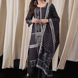 Anouk Women Floral Embroidered Regular Mirror Work Kurta with Trousers & With Dupatta-53