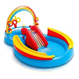 Intex Inflatable Rainbow Ring Water Play Centre Pool - Multi Colour-8