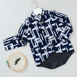 Knotty Kids Full Sleeves Abstract Print Shirt - Navy Blue-picture-10