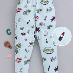 Ollypop Full Length Leggings Lipstick Print - Light Green-picture-21