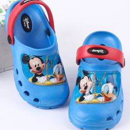 Cute Walk by Babyhug Clogs with Back Strap Donald Duck & Mickey Mouse Print - Blue-image-94