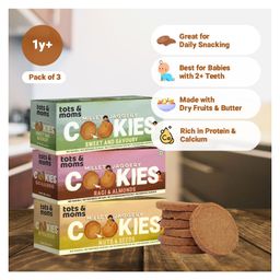 Tots & Moms Millet & Jaggery Cookies Ragi & Almonds Nuts & Seeds Sweet & Savory - 150 g Each-81