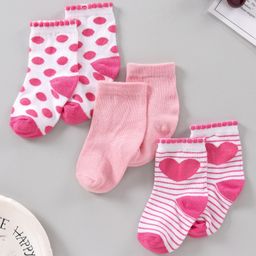 Cutewalk by Babyhug Anti Bacterial Socks Pack of 3 Pairs - Pink-image-62