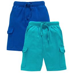 Kiddopanti Pack Of 2 Solid Colour Shorts - Green & Blue-image-76