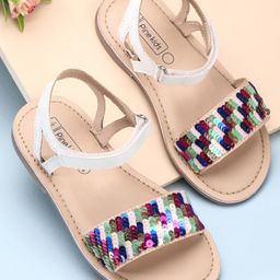 Pine Kids Sandals Sequin Detailing - White-image-7