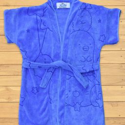 The Little Lookers Half Sleeves Bath Robe Bear Print - Blue-image-94