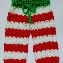 Knits & Knots crochet Striped Full Length Bottoms - Red & White-picture-11