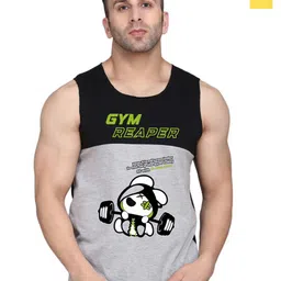 SLOWLORIS Men Pack Of 2 Printed Combed Cotton Scoop Neck Gym Vests-picture-34