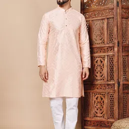 Shiv Leela Embroidered Art Silk Sequinned Mandarin Collar Straight Kurta-image-69