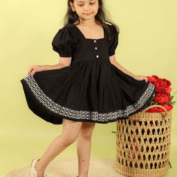 Kalp Girls Square Neck Cotton Kiara Flared Dress-image-28