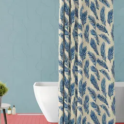 ArtzFolio Cream & Blue Tropical Printed Waterproof Shower Curtain-image-51