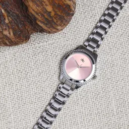 DressBerry Women Brass Embellished Dial & Stainless Steel Bracelet Style Straps Analogue Watch DB102-12
