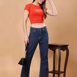 BAESD Solid Cotton Fitted Crop Top-image-63