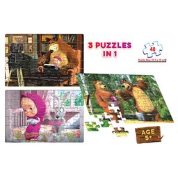 Frank Masha And The Bear 3 in 1 Jigsaw Puzzle Multicolour Set of 3 - 48 Pieces image 2