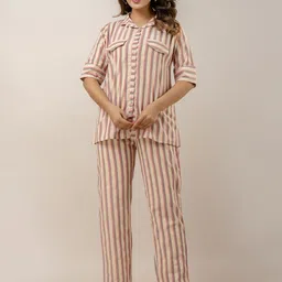 CORDSET Striped Printed Pure Cotton Shirt & Trouser-picture-1