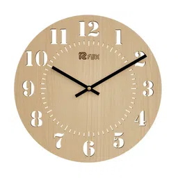 12 fox Beige & Black Wooden Analogue Wall Clock-8