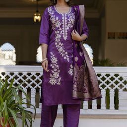 Twika Women Ethnic Motifs Embroidered Kurta with Trousers & Dupatta-image-26