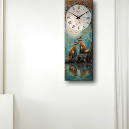 OLIVE TREE Blue & White Printed Rectangle Wooden Contemporary Wall Clock-image-77
