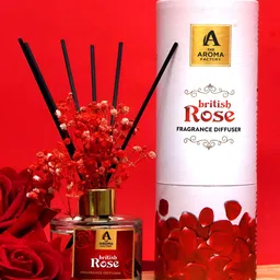 The Aroma Factory Transparent & Red British Rose Reed Aroma Oil Diffusers 100 ml image 1