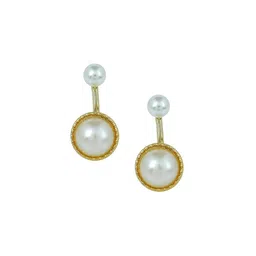 MEMOIR Gold-Plated Contemporary Pearls Drop Earrings-image-64