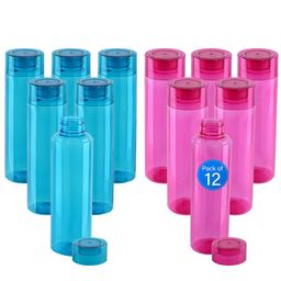 Kuber Industries Blue & Pink Set of 6 Plastic Solid Water Bottle-21