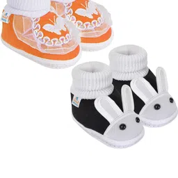 NESKA MODA 12 To 18 Month NonSlip Set of 2 Pair Toddler Baby Unisex Soft Cotton Rabbit Face Booties-image-92