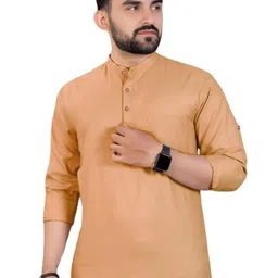 EdinWolf Band Collar Straight Kurta-image-7
