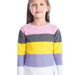 Cherry Crumble Girls Striped Cotton Pullover Sweaters-picture-19