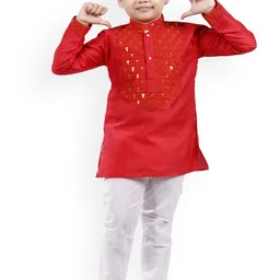 BAESD Boys Embroidered Regular Thread Work Kurta with Pyjamas-0